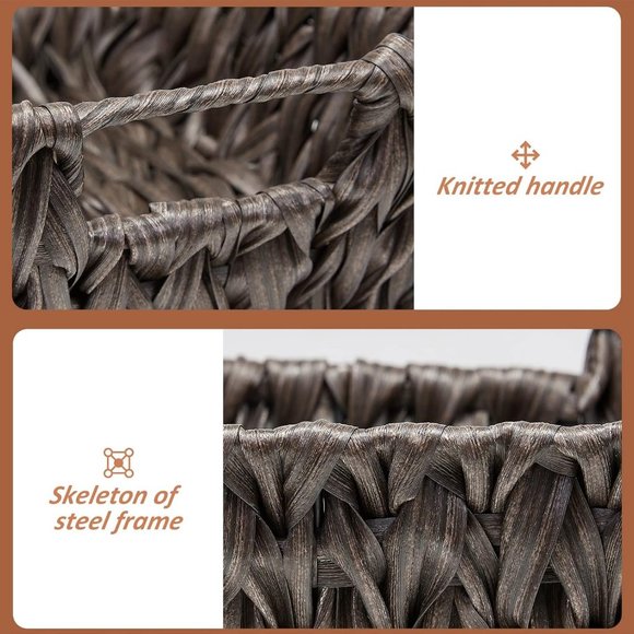 13.75" x 11" x 5" 2 Wicker Water Hyacinth Storage Basket with Built-in Handles - Picture 3 of 7